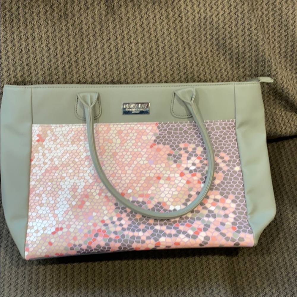Pink and gray purse